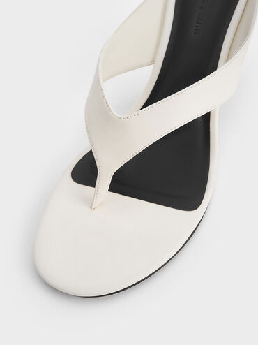 Wynn Sculptural-Heel Thong Sandals, White, hi-res