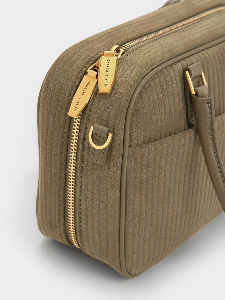 Sianna Corduroy Bowling Bag, Deep Olive, hi-res