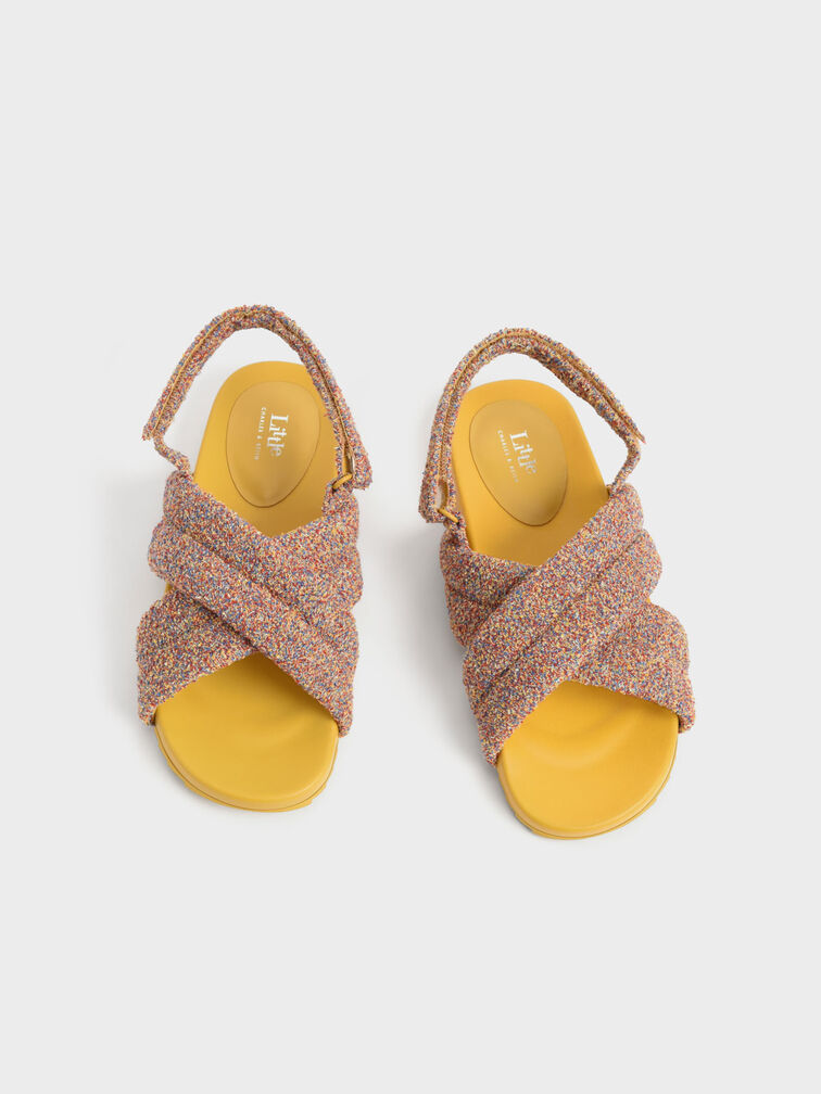 Girls' Jacquard Back-Strap Sandals, Multi, hi-res