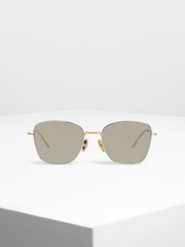Classic Rectangular Sunglasses, Silver, hi-res