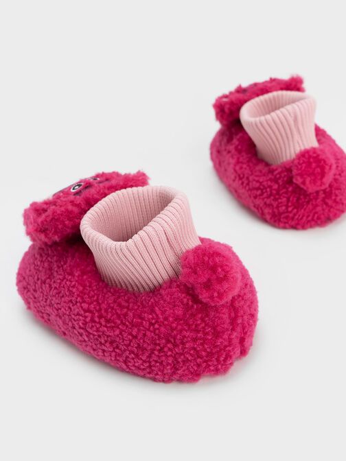 CHARLES & KEITH 彼思勞蘇系列：絨毛勞蘇款嬰兒靴, 粉紅色, hi-res