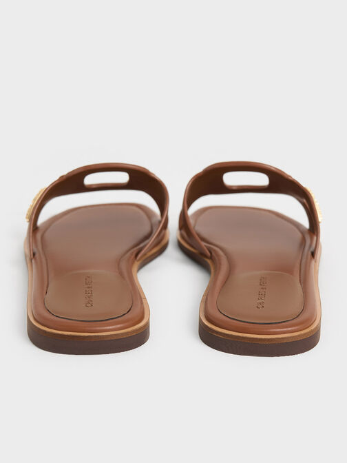Cut-Out Slide Sandals, Caramel, hi-res