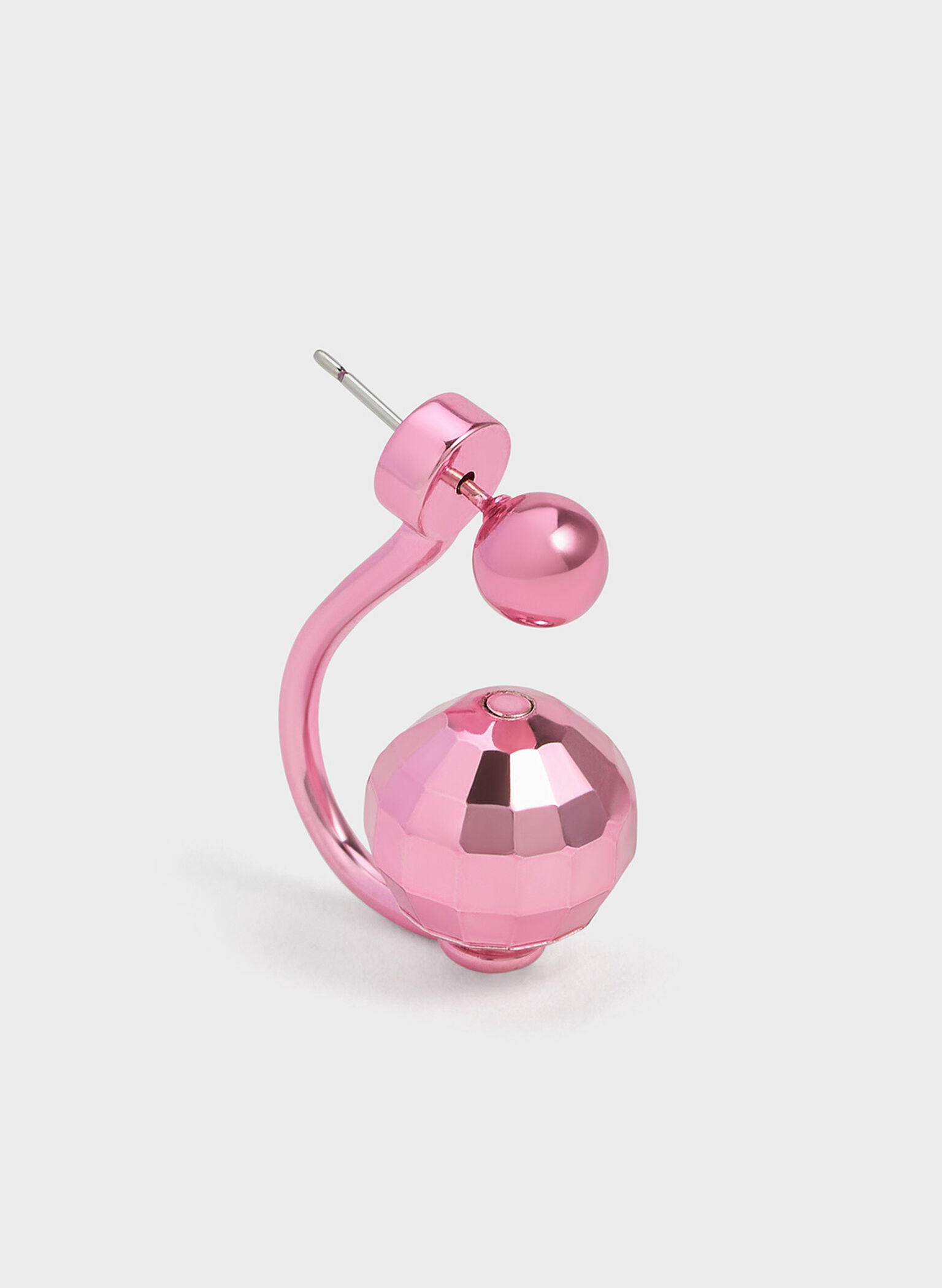 Disco Ball Stud Jacket Earrings, Pink, hi-res