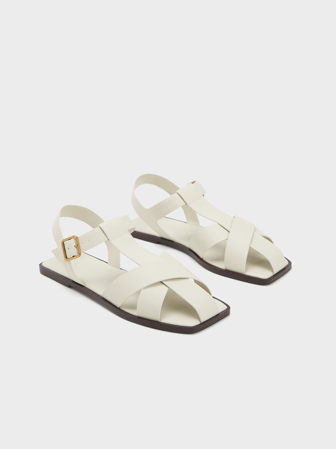 Strappy Crossover Sandals, Chalk, hi-res