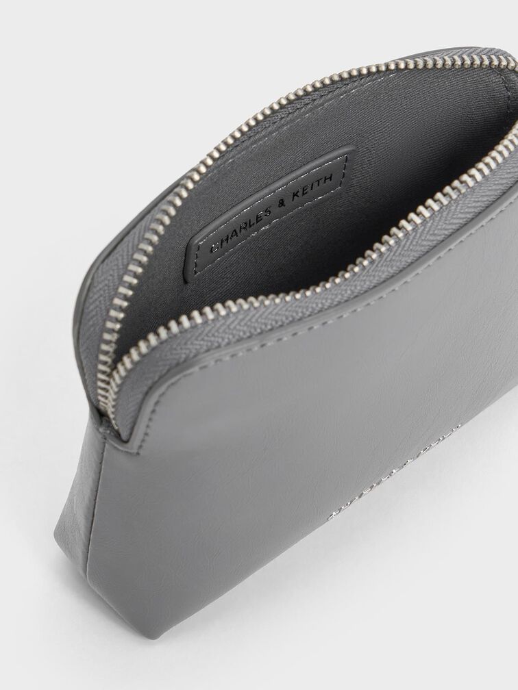 Atwood Crinkle-Effect Chain-Handle Pouch, Grey, hi-res