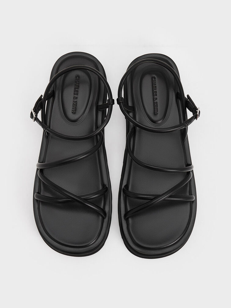 Sandalias de tiras tubulares, Negro, hi-res