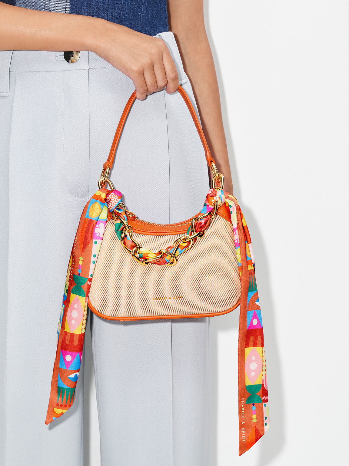 Mini Alcott Scarf Handle Canvas Bag, Orange, hi-res