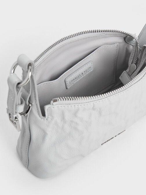 Lark Crinkle-Effect Shoulder Bag, Grey, hi-res
