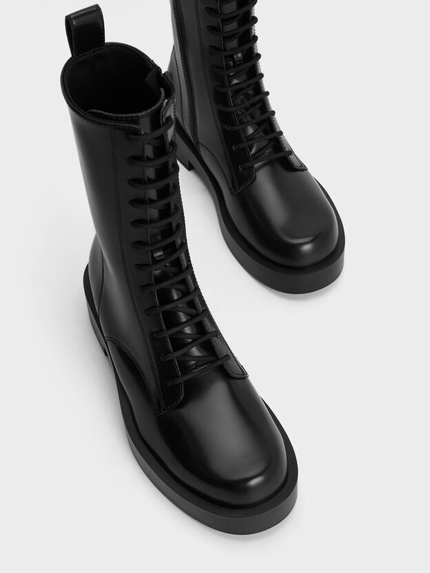 Lace-Up Calf Boots, Black Box, hi-res