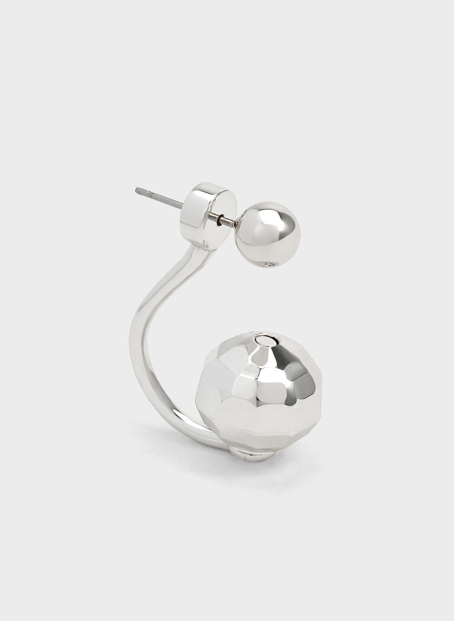Disco Ball Stud Jacket Earrings, Silver, hi-res