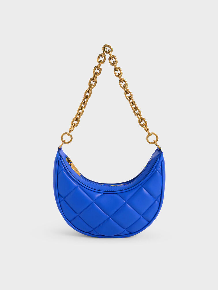 Bonnie Chain-Handle Crescent Bag, Cerulean, hi-res