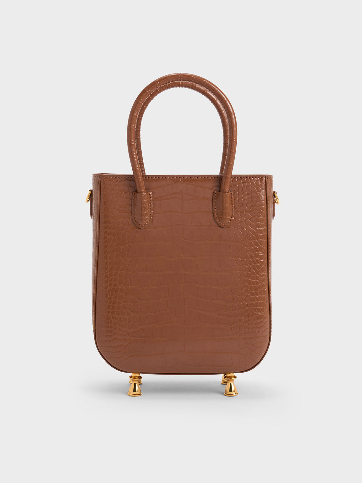 Chocolate Meriah Croc Embossed Tote Bag CHARLES KEITH KR