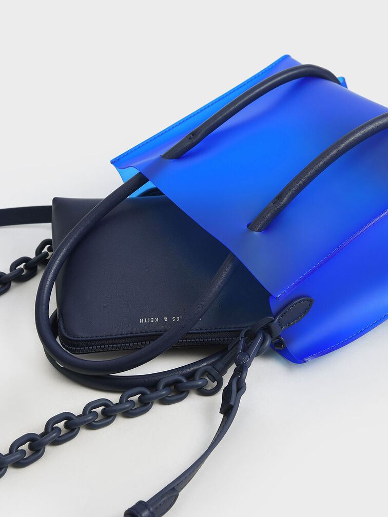 Double Handle Tote Bag, Blue, hi-res