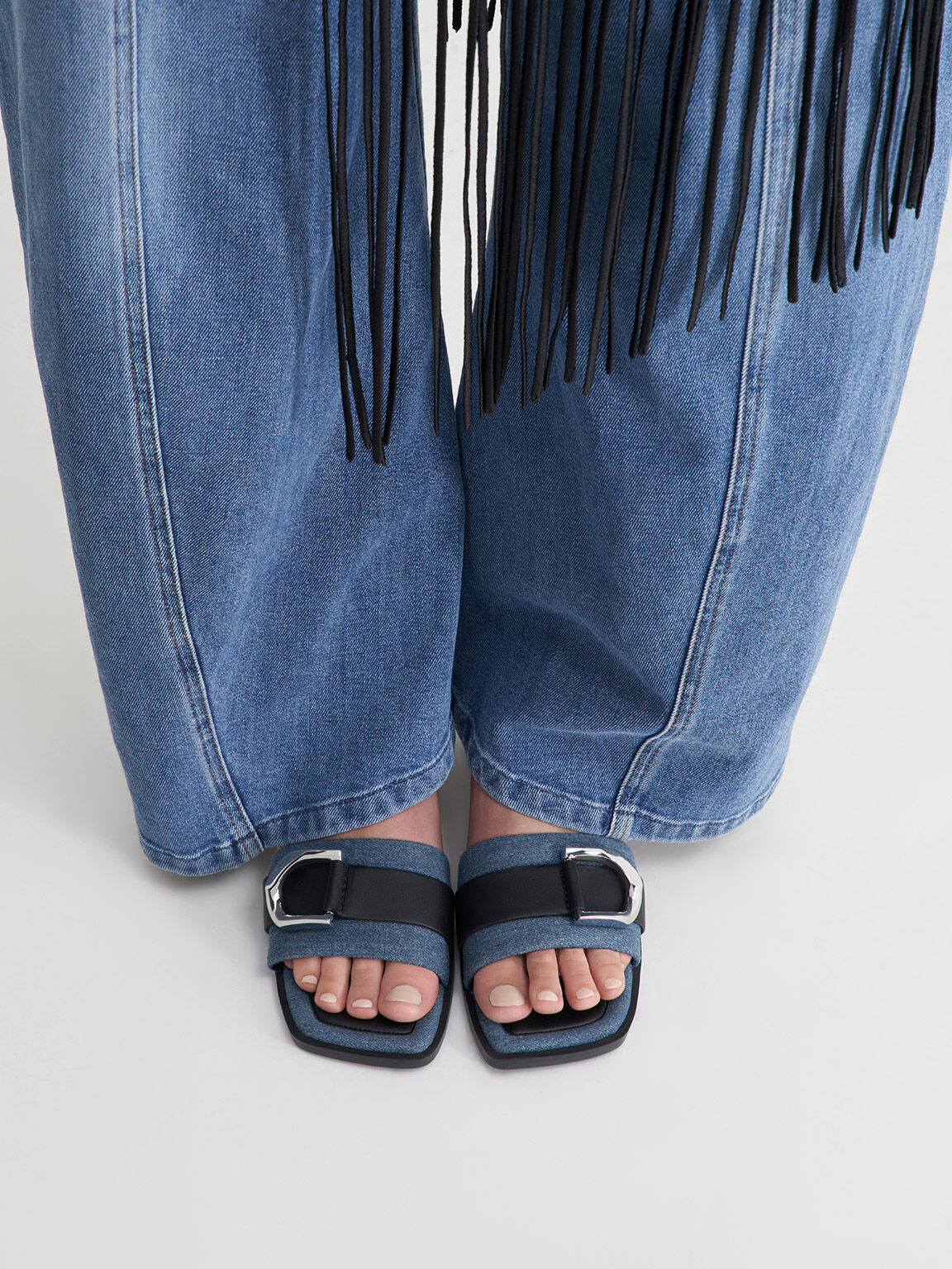 Denim slide clearance sandals