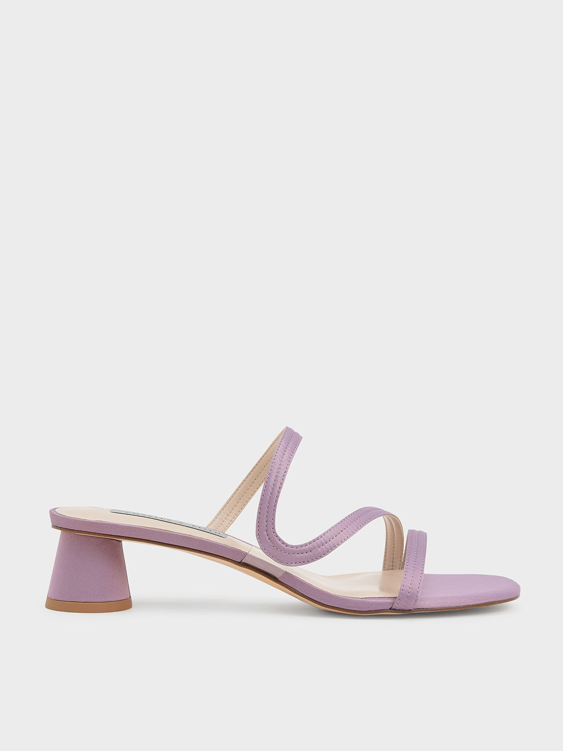 Satin Wavy Strap Mules, Lilac, hi-res