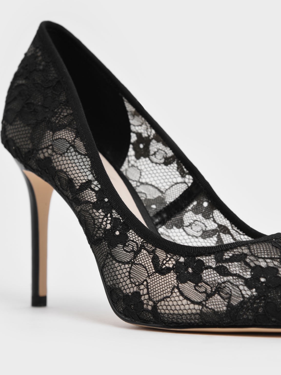 Black Lace Stiletto Pumps - CHARLES