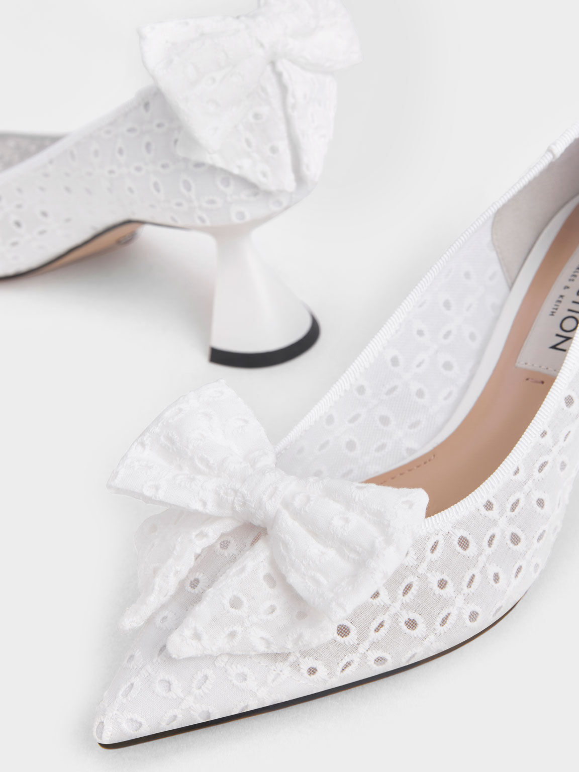 The Bridal Collection: Blythe Broderie Anglaise Sculptural Heel Pumps, White, hi-res
