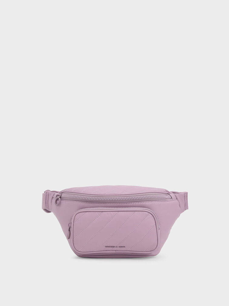 Bolso con paneles y tira tipo cinturón, Lila, hi-res
