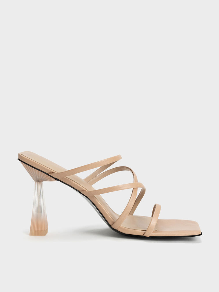 Charles & Keith Faux-Leather Pointed Strappy Block Heels