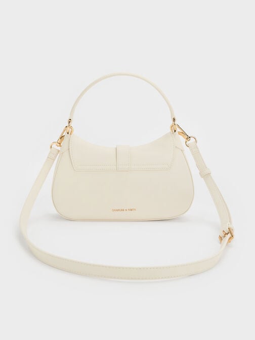 Agatha Chain-Accent Hobo Bag, Cream, hi-res