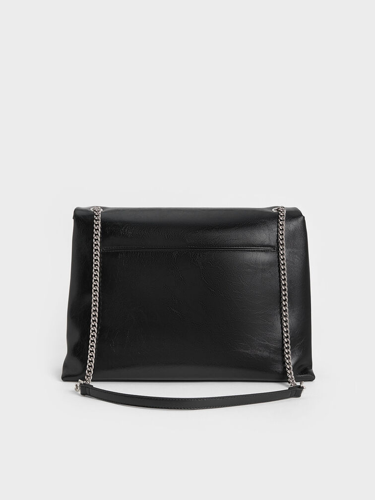Sianna Chain-Handle Shoulder Bag, Black, hi-res