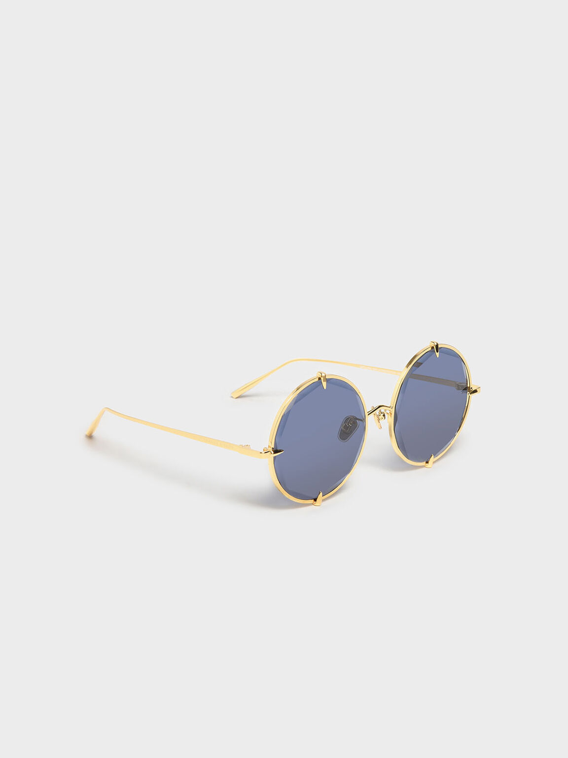 Round Wire Frame Skinny Sunglasses, Blue, hi-res
