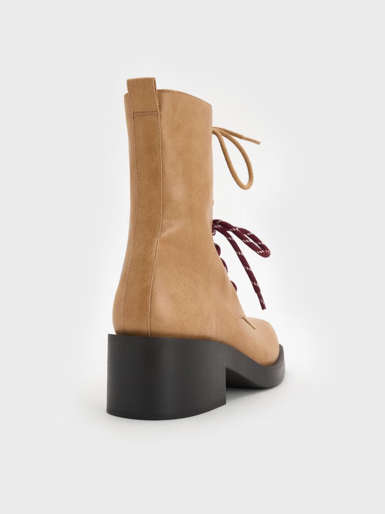 Logan Double-Lace Mid-Calf Combat Boots, Sand, hi-res
