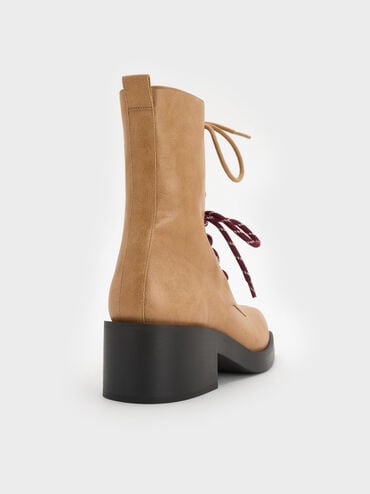 Logan Double-Lace Mid-Calf Combat Boots, Sand, hi-res