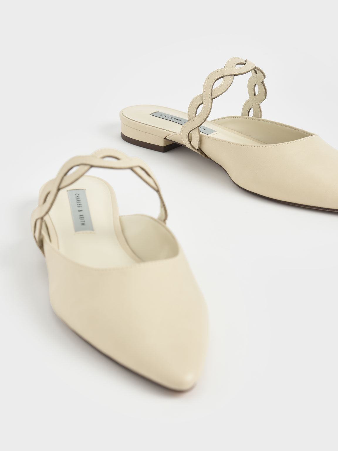 Woven Strap Flat Mules, Chalk, hi-res