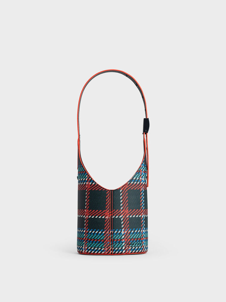 Altea Plaid Bucket Bag, Black Textured, hi-res