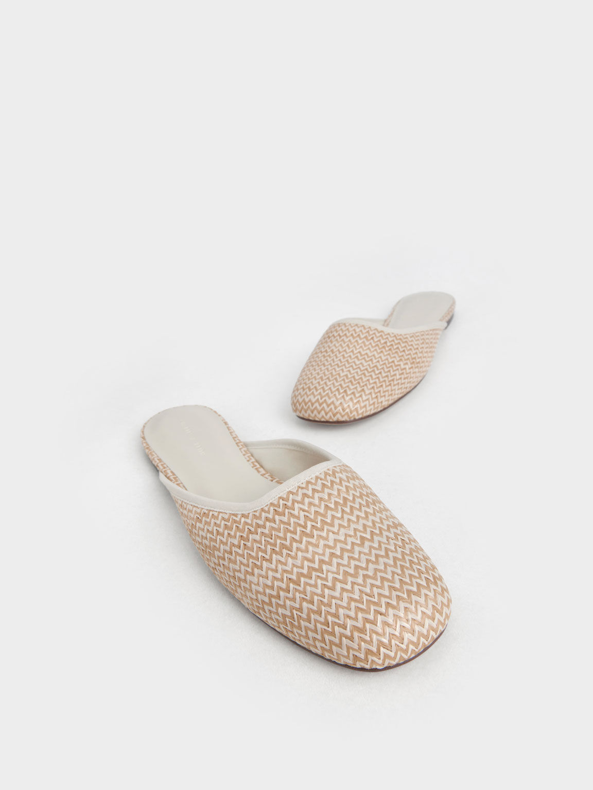 Square-Toe Flat Mules, Beige, hi-res