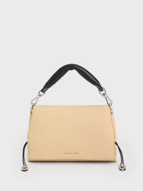 Bolso Nina De Piel Con Asa Acolchada, Beige, hi-res