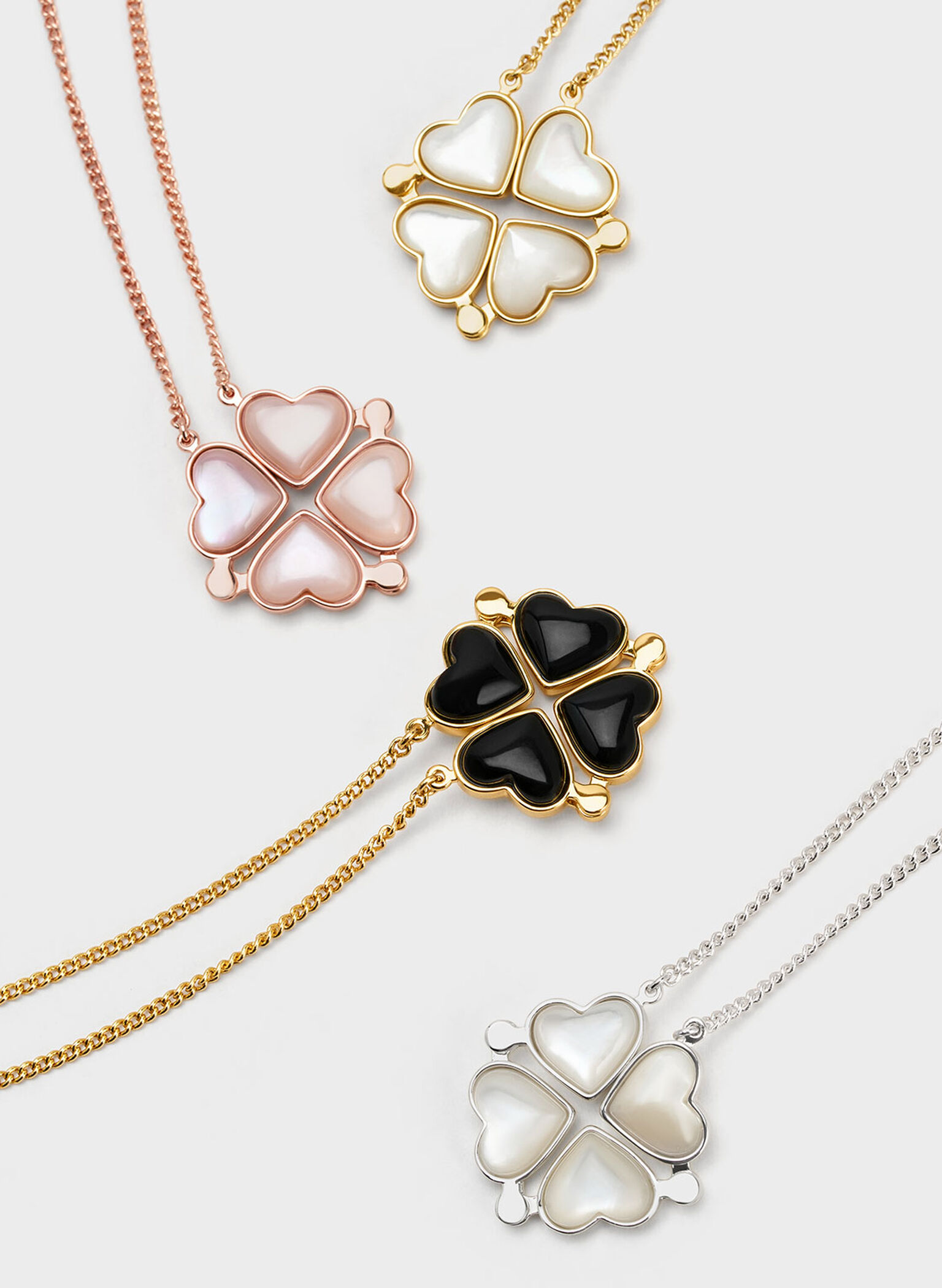 Rose Gold Clear Clover ss Necklace