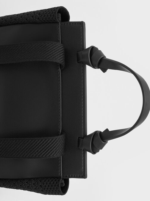 Ida Knitted Front Flap Backpack, Black, hi-res
