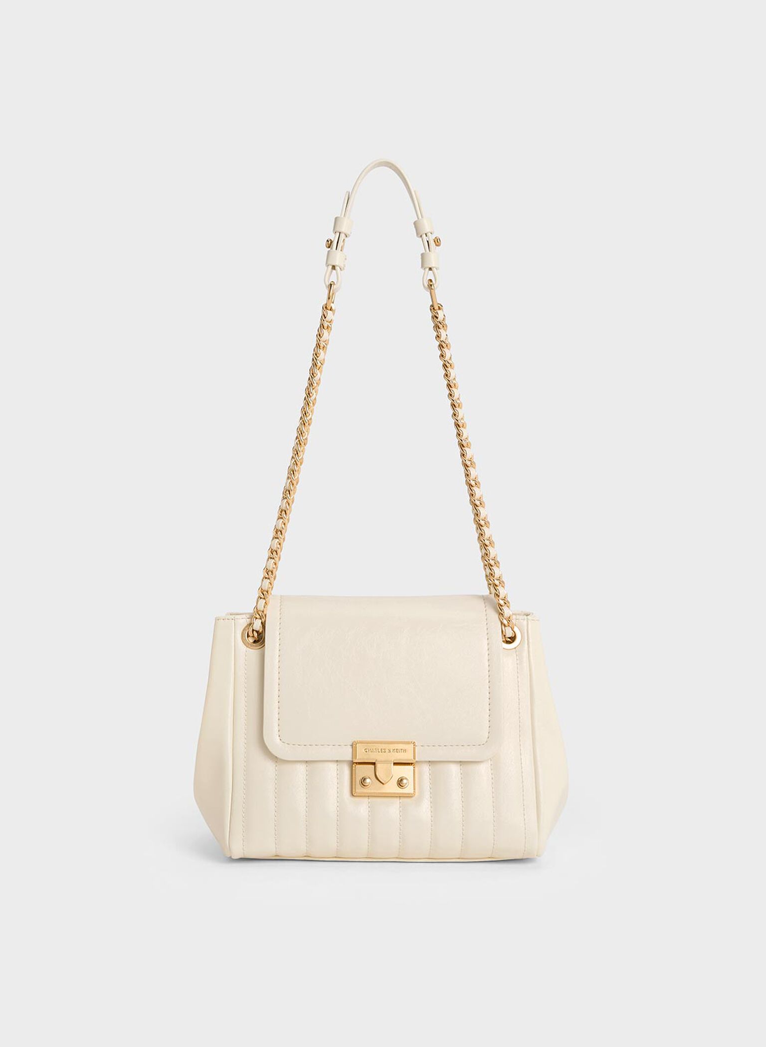 Donna Crinkle-Effect Shoulder Bag, Cream, hi-res