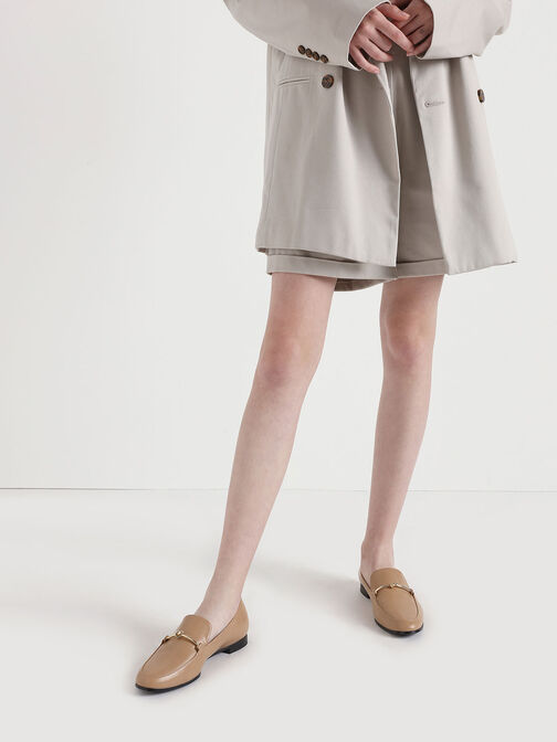 Metallic Knot Accent Loafers, Nude, hi-res
