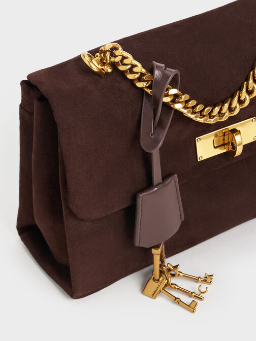 Kerry Recycled Suede Chain-Handle Crossbody Bag, , hi-res