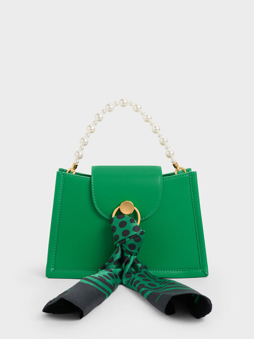 Mini Roza Beaded Handle Scarf Bag, Green, hi-res