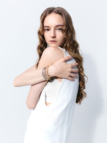 Hermione Crystal Bangle, Gold, hi-res