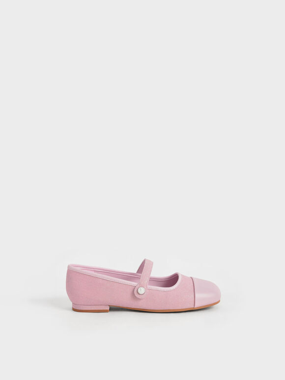 兒童金蔥瑪莉珍鞋, 淺粉色, hi-res