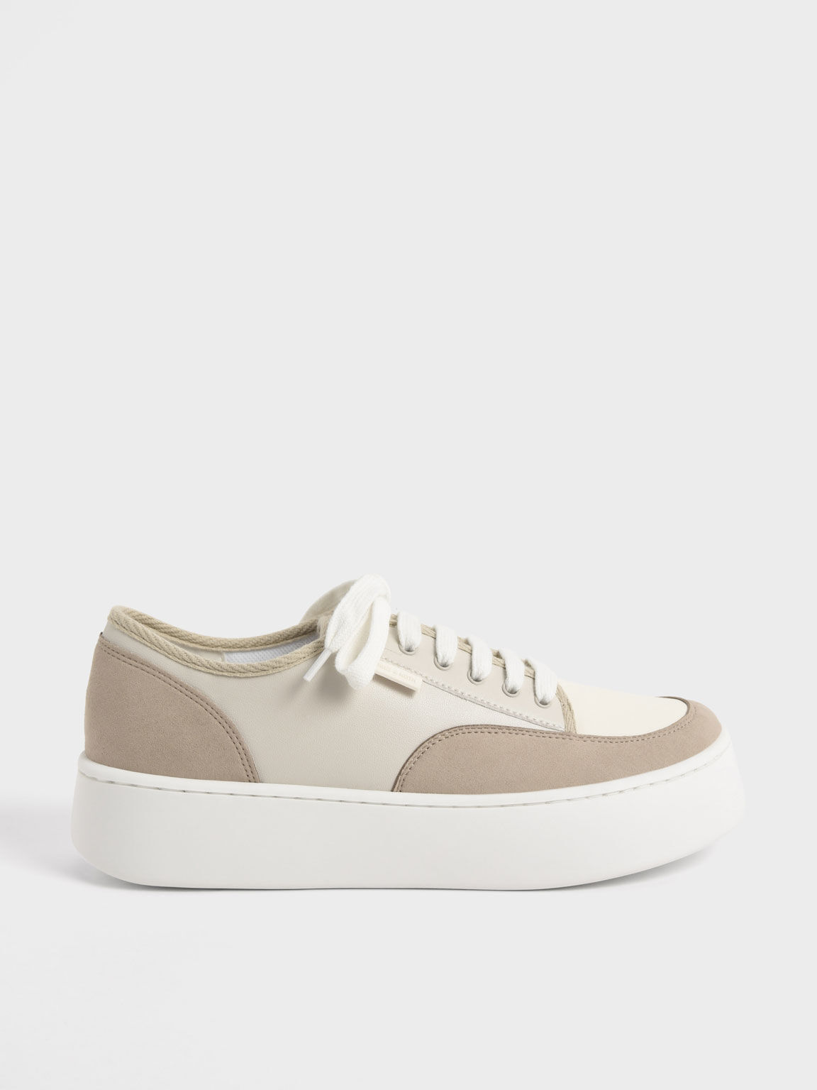 Skye Two-Tone Cotton Sneakers, Taupe, hi-res