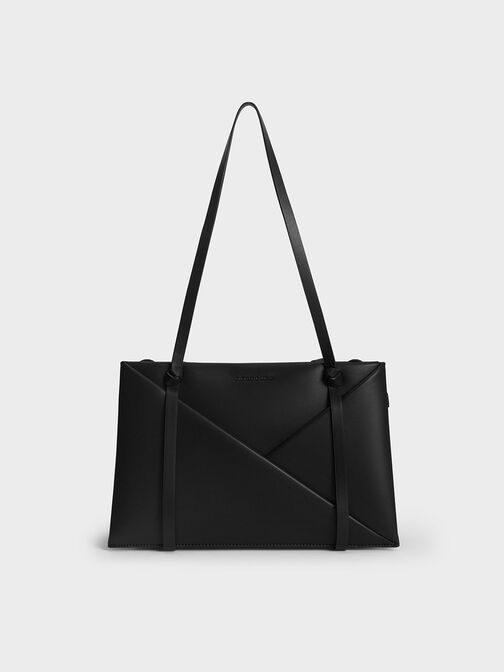 Bolso tote geométrico Midori, Noir, hi-res