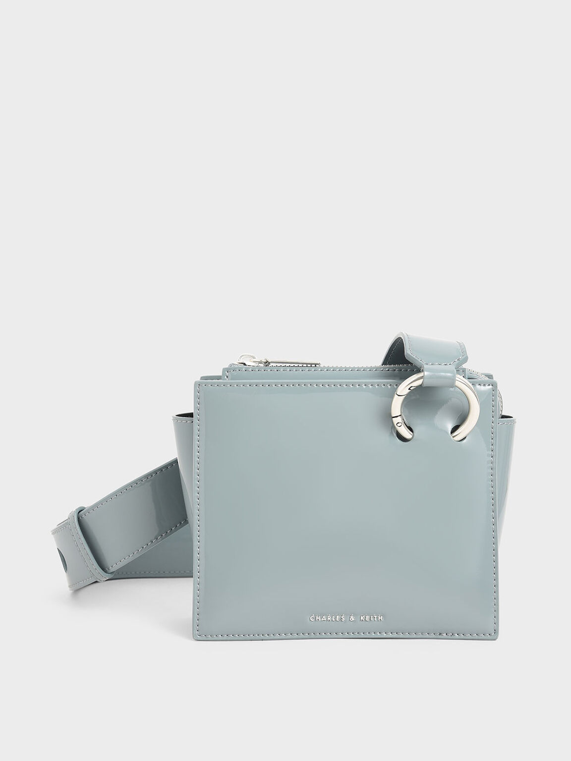 Slate Blue Patent Square Crossbody Bag Charles Keith Sg