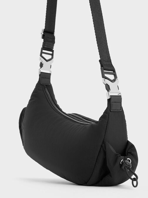 Soleil Nylon Shoulder Bag, Noir, hi-res