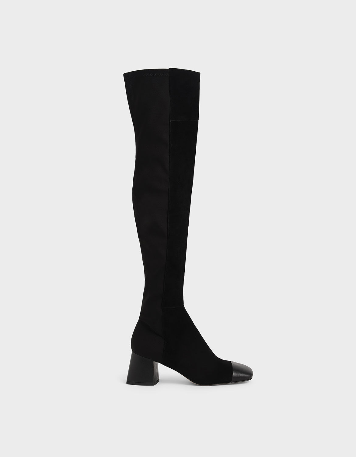 high knee suede black boots