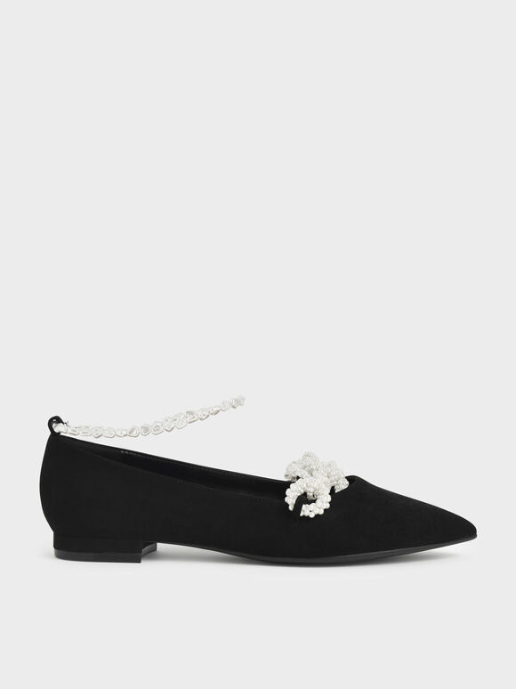 珍珠飾鍊瑪莉珍鞋, 黑色, hi-res
