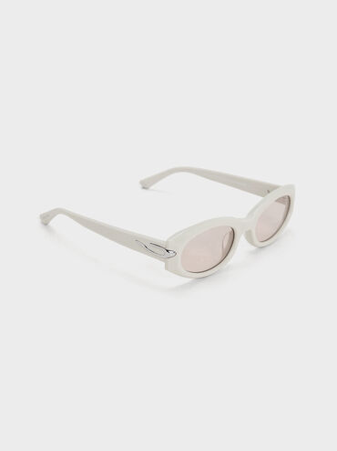 Gafas de sol tipo envolvente ovaladas Edie, Blanco tiza, hi-res