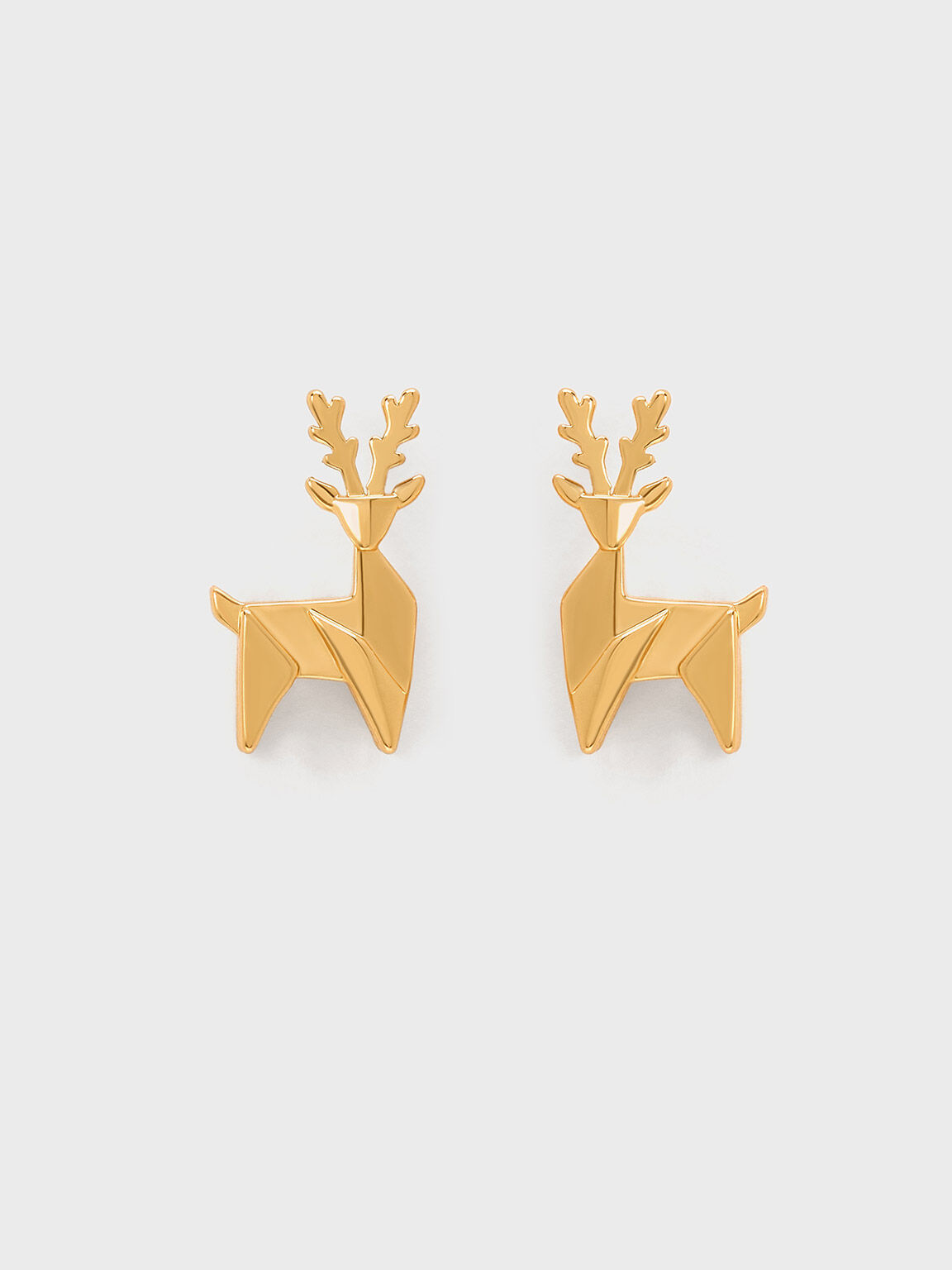 Deer Stud Earrings, Gold, hi-res