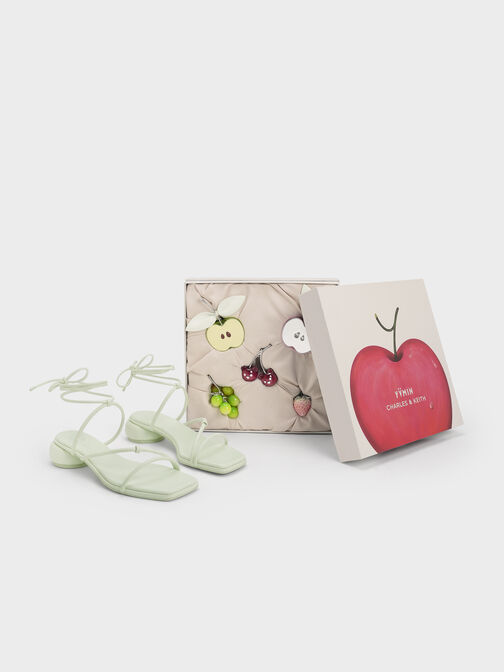 Strappy Tie-Around Sandals & Fruit Charms Set, Mint Sorbet, hi-res