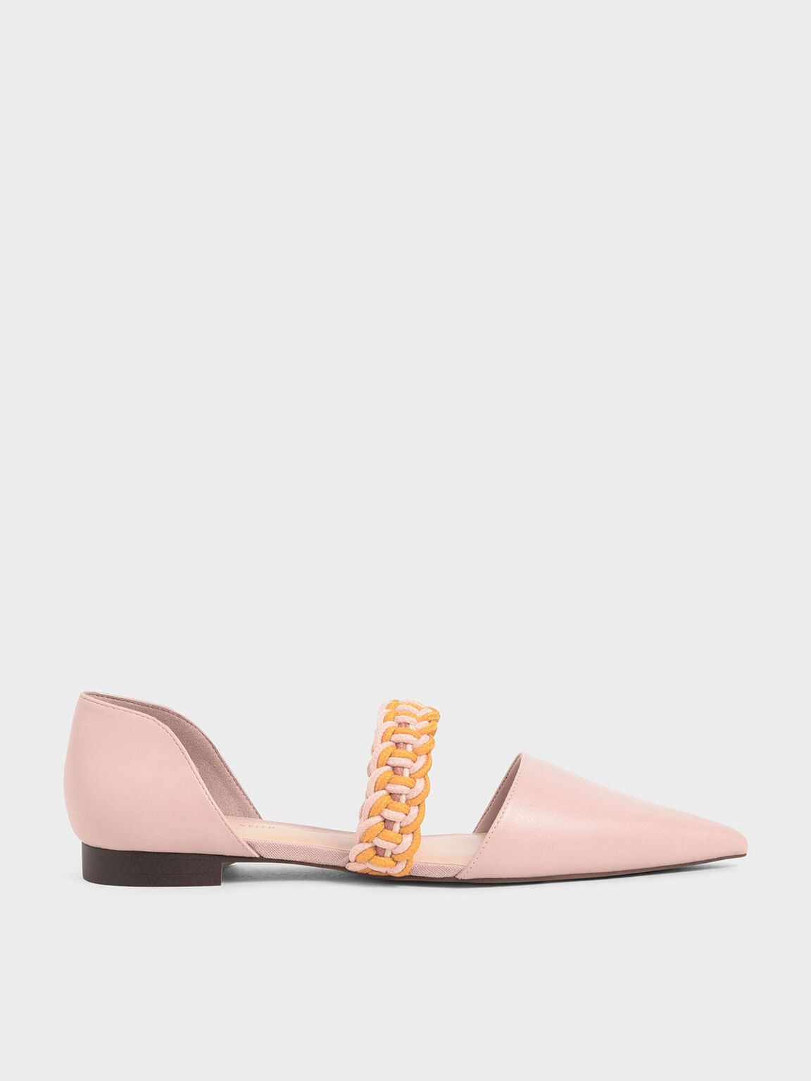 Braided-Strap Mary Jane Flats, Nude, hi-res